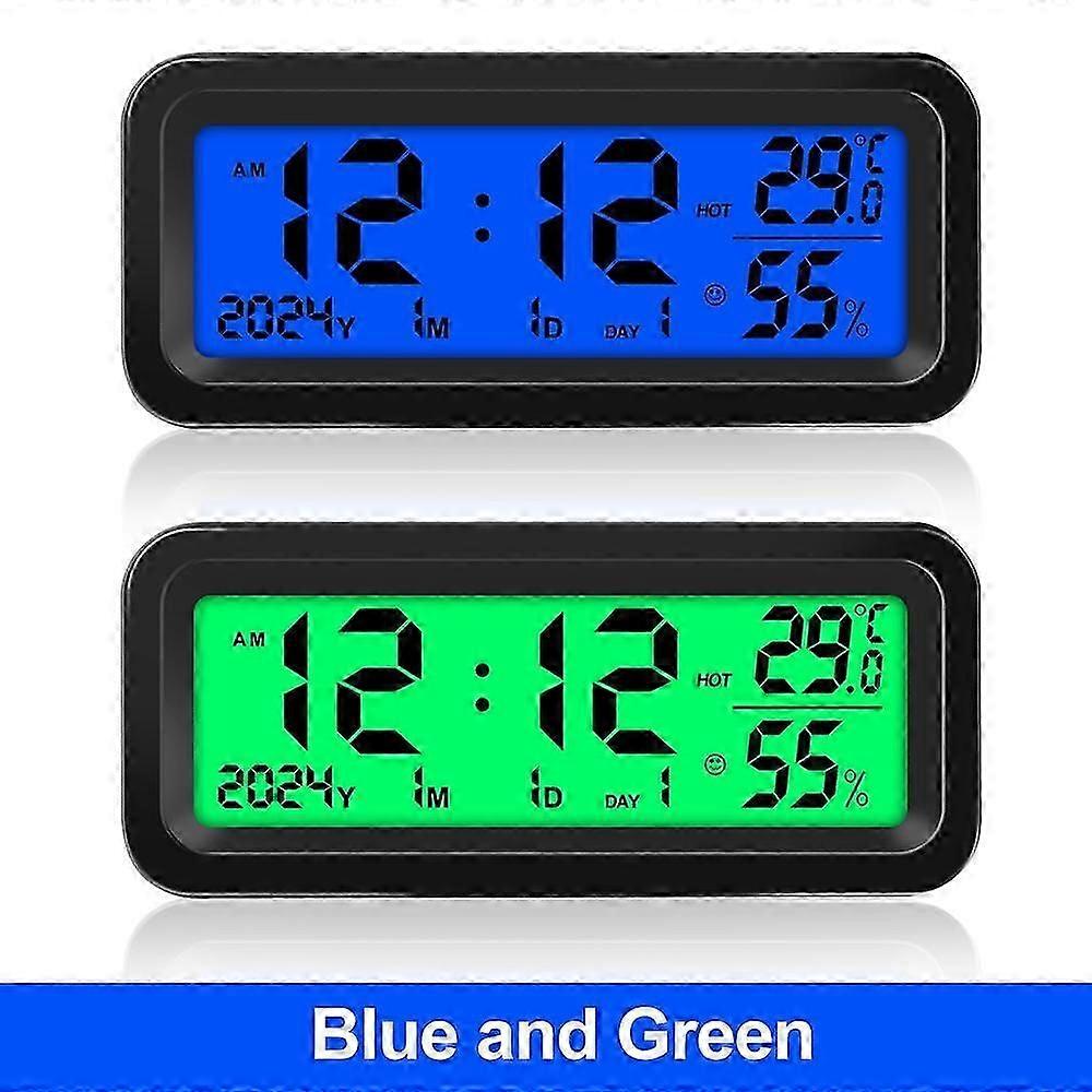 Relógio digital de carro solar Data Semana Temperatura Umidade LCD Display para painel Relógio de carro Automóveis Termômetro interno Higrômetro Stick-On