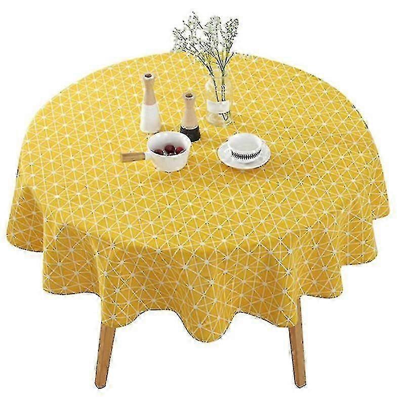 150cm Coton Et Lin Nappe Ronde Nappe Ronde Jaune Nappe Tapis Décoration yu