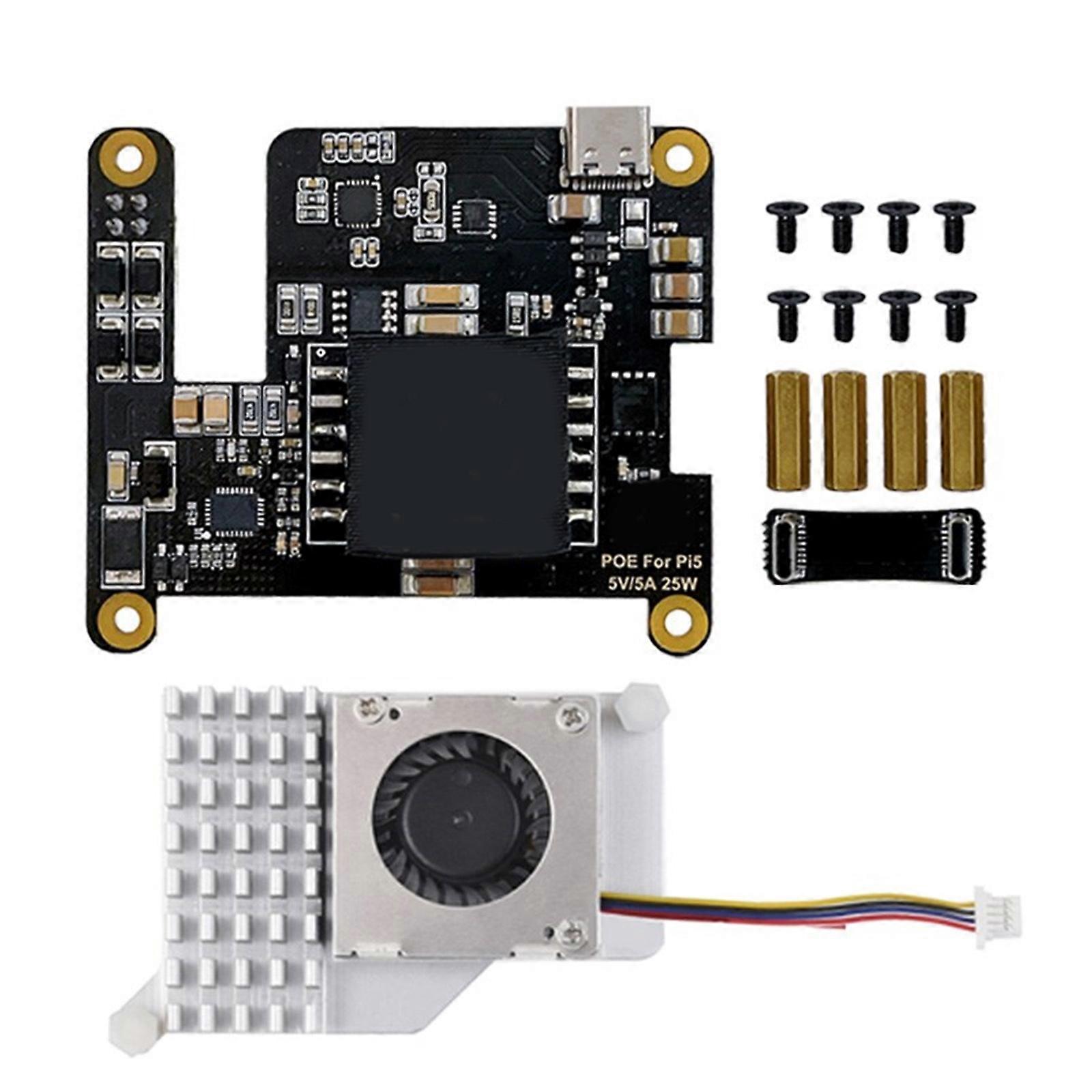POE Power over Ethernet für RPi 5 802.3af PoE-Netzwerkstandard mit Austausch der Lüfterentwicklungsplatine