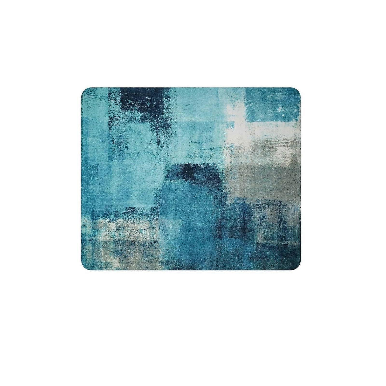 Blue washing machine mat with geometric print, waterabsorbent, nonslip mat, dustproof faucet board cover, practical (LCBlue Texture, 50x50cm)
