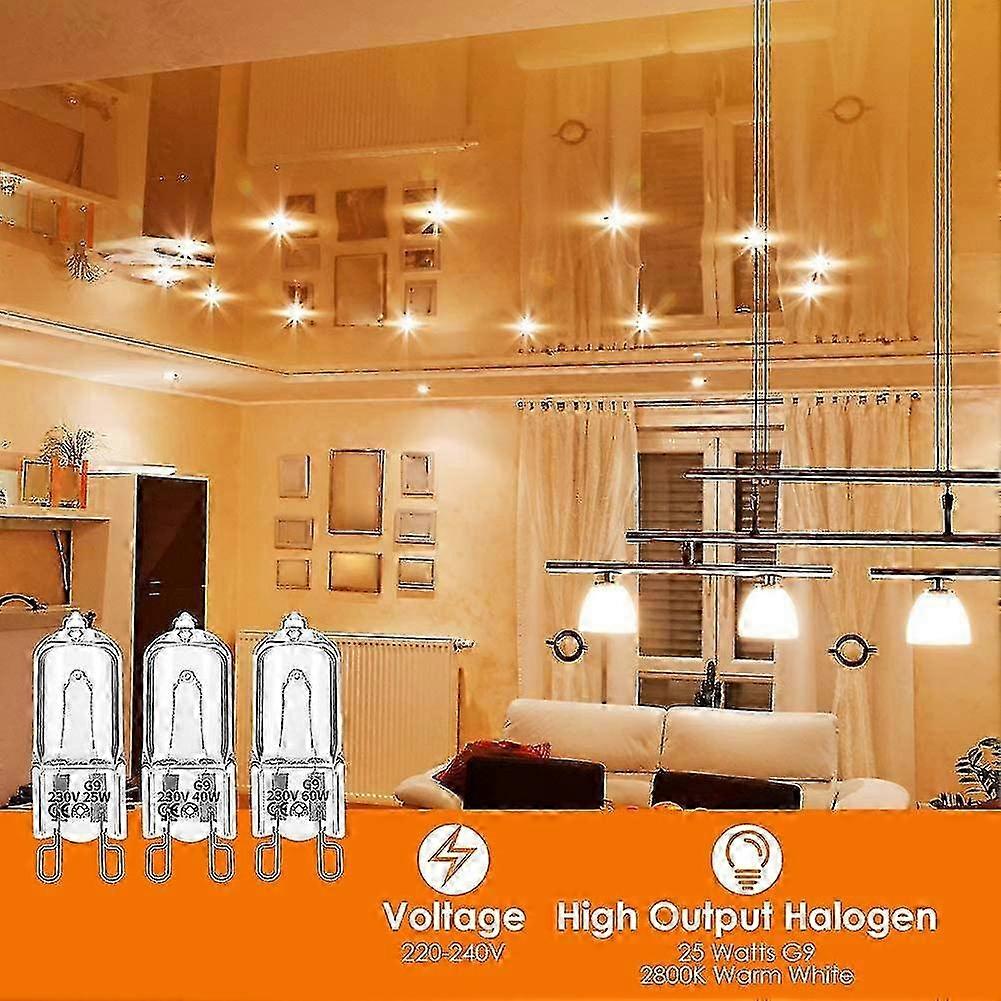 20stk G9 Halogen pærer, 40w Klar Halogen Dæmpbar, varm Hvid 2800k Til lysekroner, vedhæng, l