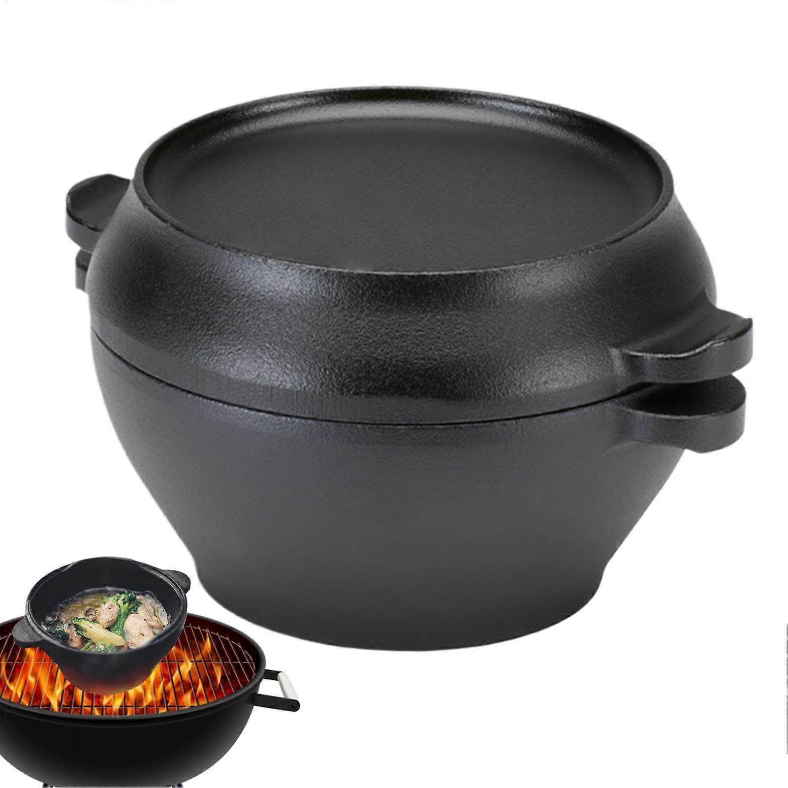 Dutch Oven Pot with Lid Cast Iron Cookware for Baking, Roasting, Cooking