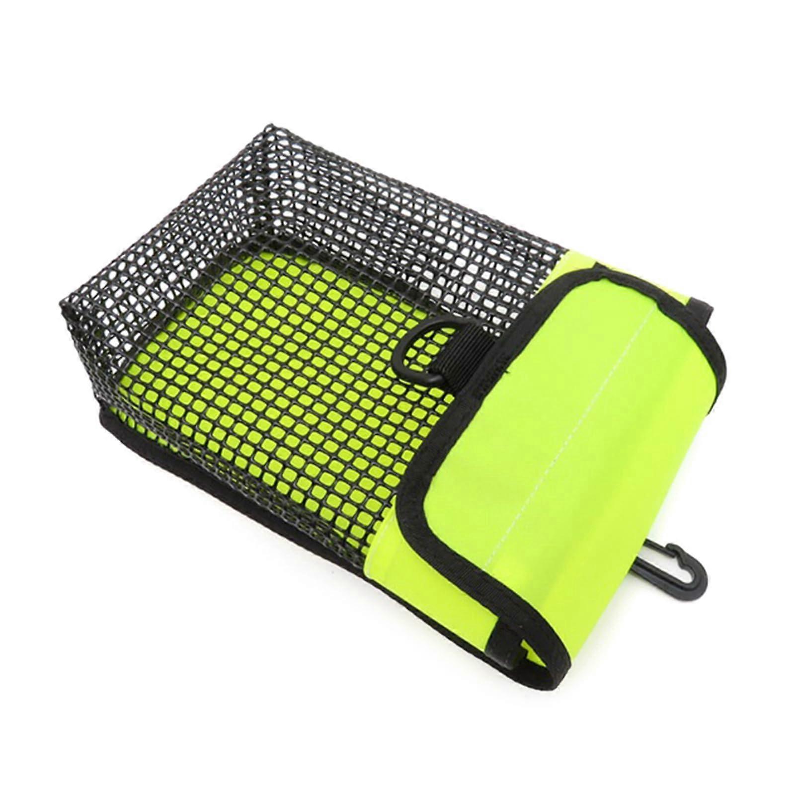 Diving Reel Bag with Clip and Net, Fluorescent Yellow Mesh Storage for Marker Buoys and Diving Equipment