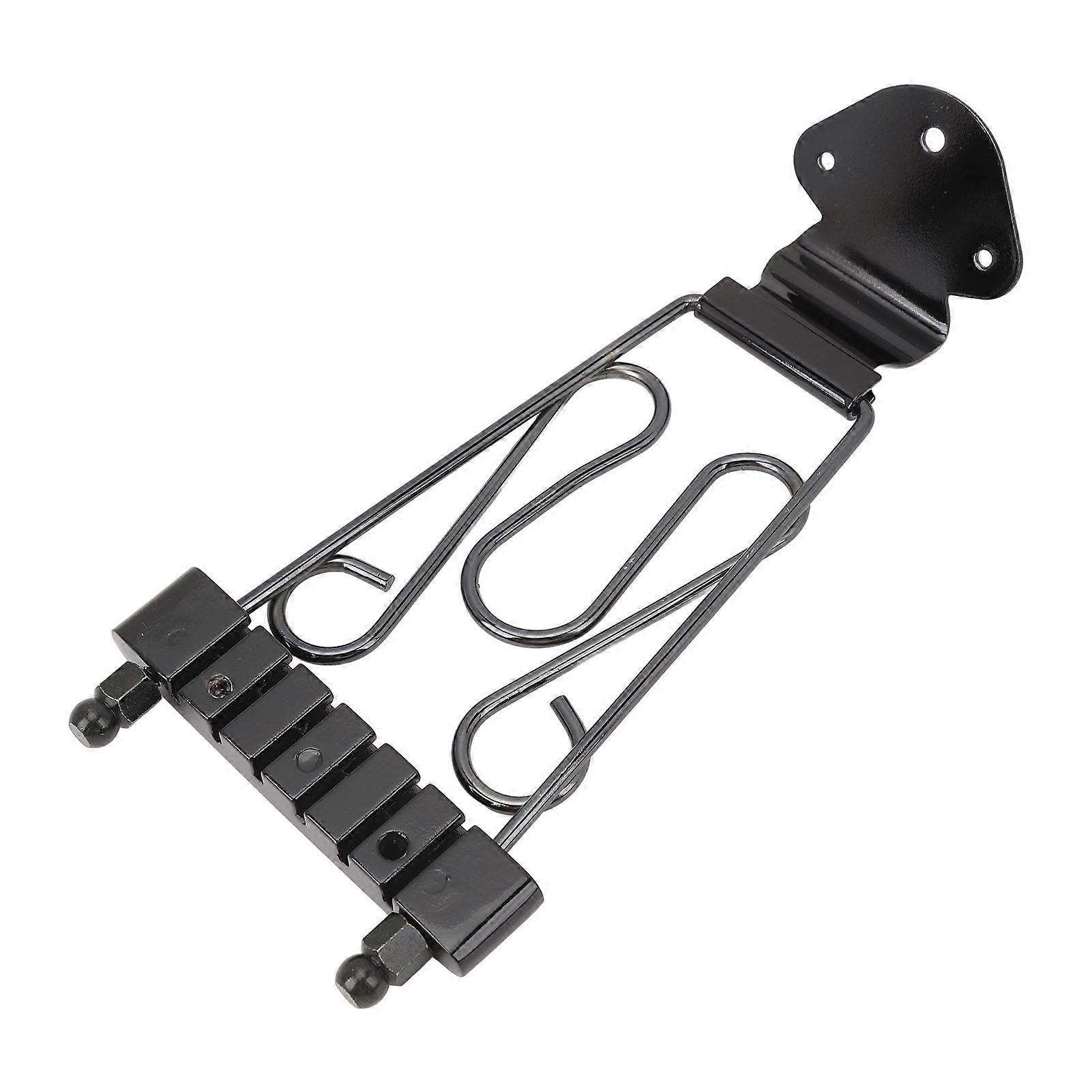6 String Trapeze Tailpiece with Screws Height Adjustment Open Frame Bridge Tailpiece for Archtop Jazz Guitar Bass Black 