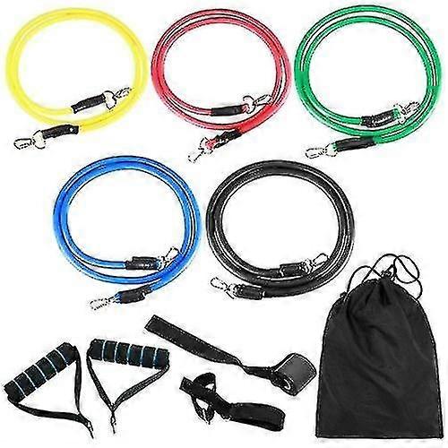 2025 Pop It Hand Exercisers 11pcs Fitness Bandes de résistance ensemble Bandes de tube d’exercice d’entraînement avec ancre de porte sangles de cheville Poignées rembourrées Sacs de transport