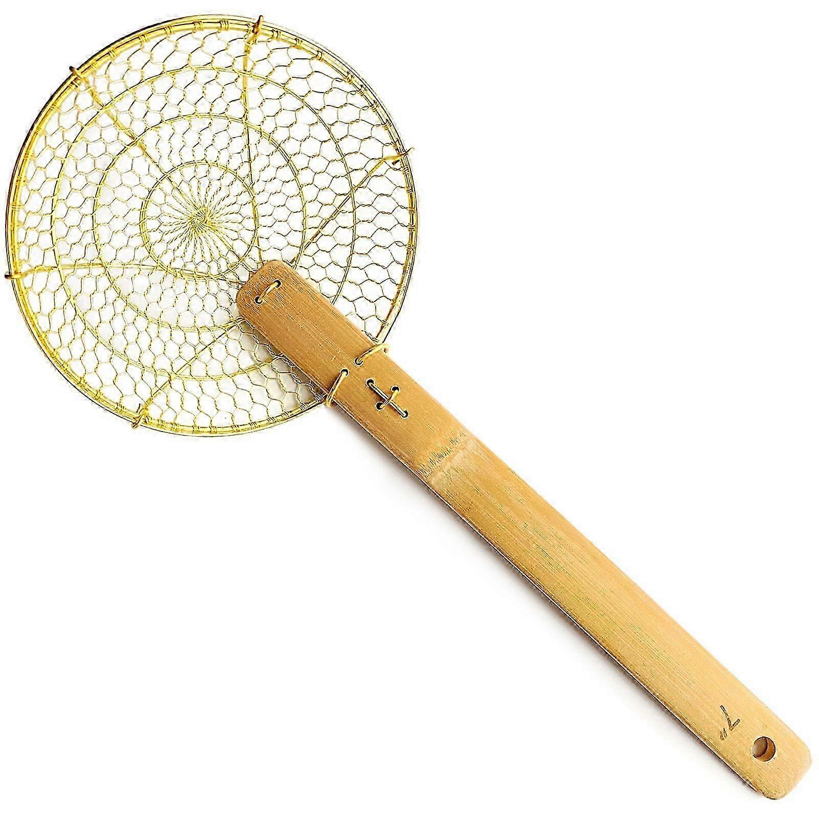 7-Inch Round Brass Strainer/Skimmer Suitable for Various Cooking Applications