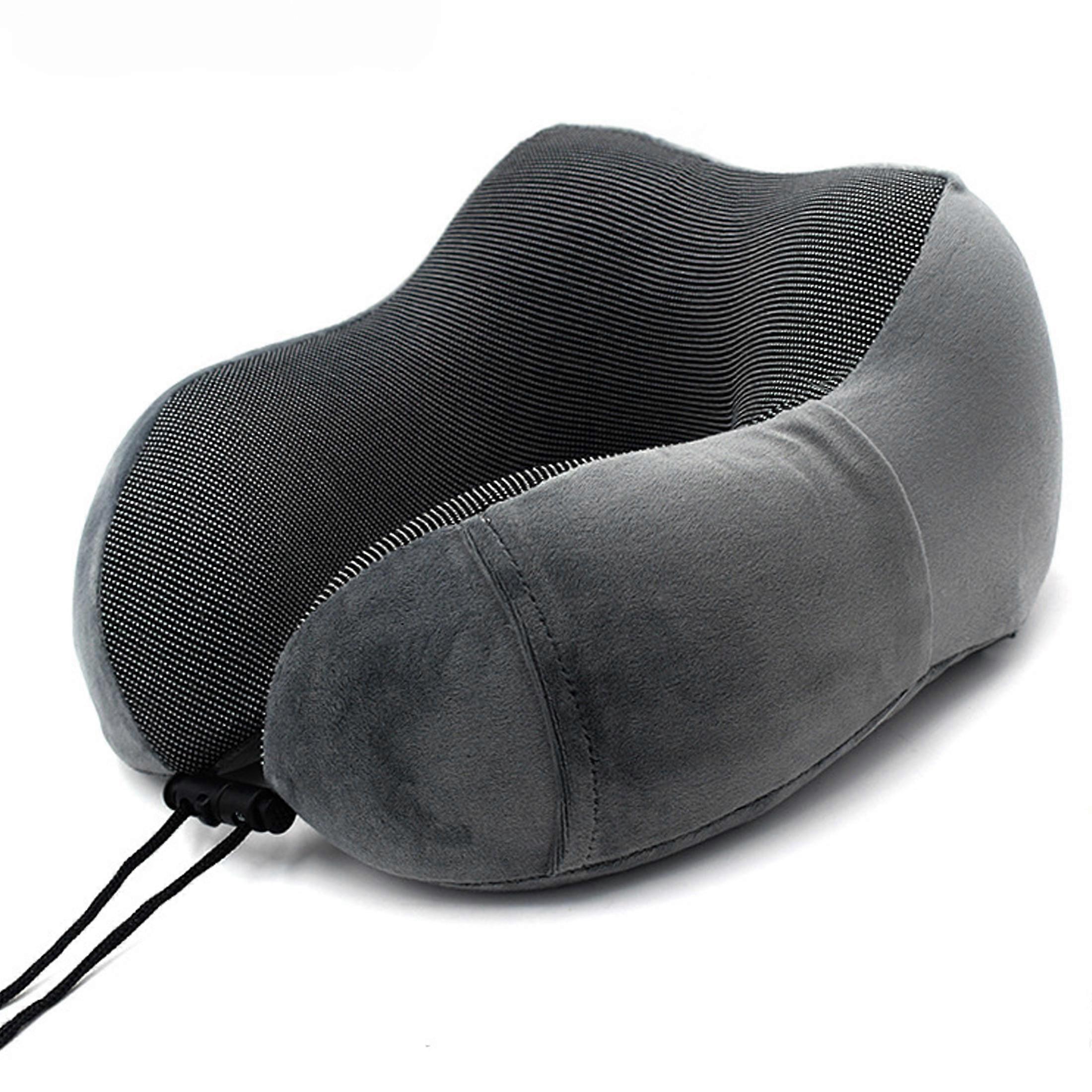 Airplane Travel Neck Pillow with Memory Foam Storage Bag U-shaped Fabric Neck Pillow