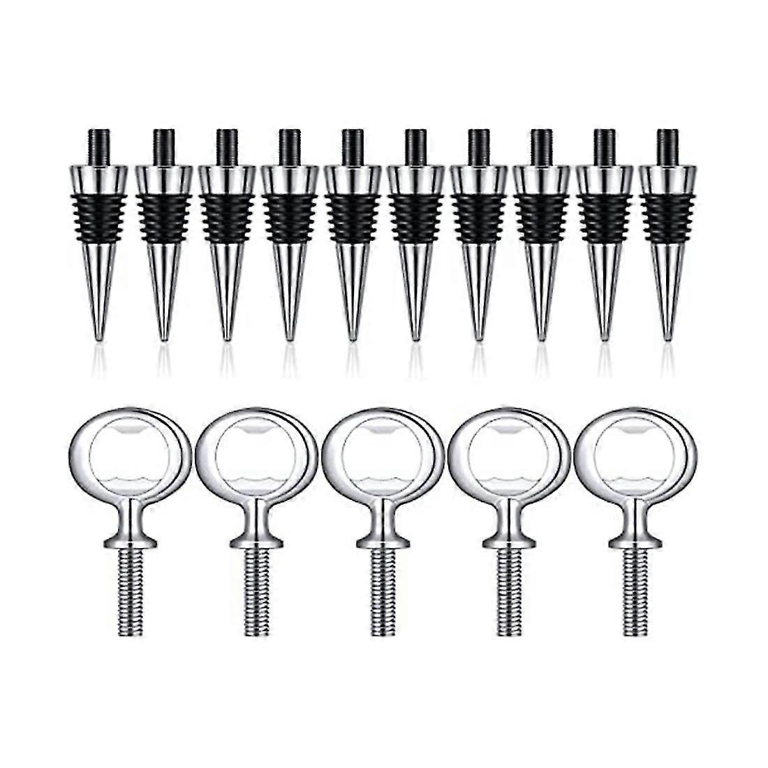 10Pcs Wine Stopper and 5Pcs Blank Bottle Opener Bottle Opener Inserts Set Hardware for Wedding Part