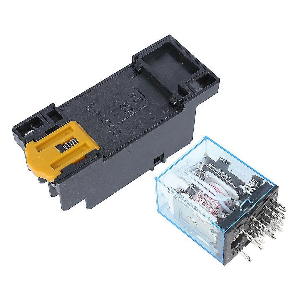 Ouitble MY4NJ Relay MY4NJ Relay, 14 Pins Coil Power Relay with Base, Normally Open and Normally Close, AC220V, Small Size