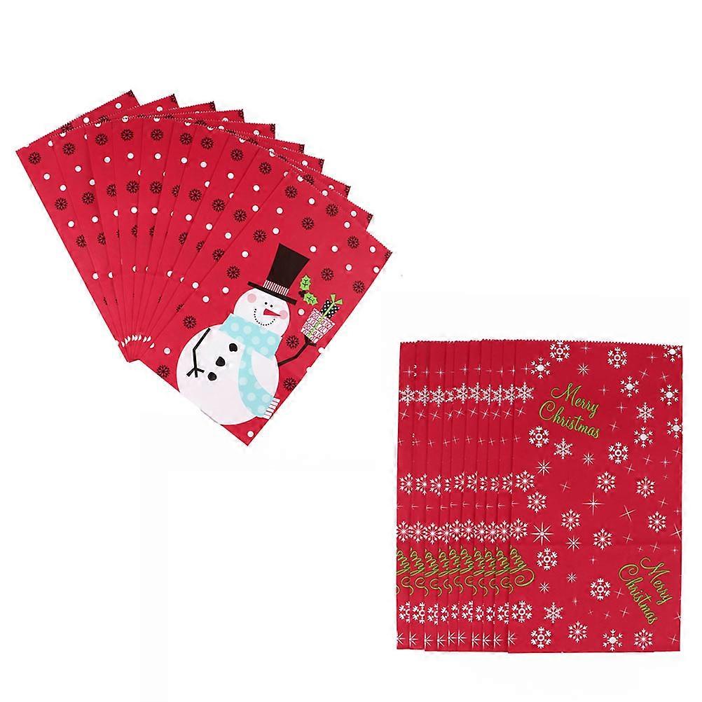 Paper Candy Bags Rectangular Christmas Design for Party Supplies 24x13cm Storage 20Set
