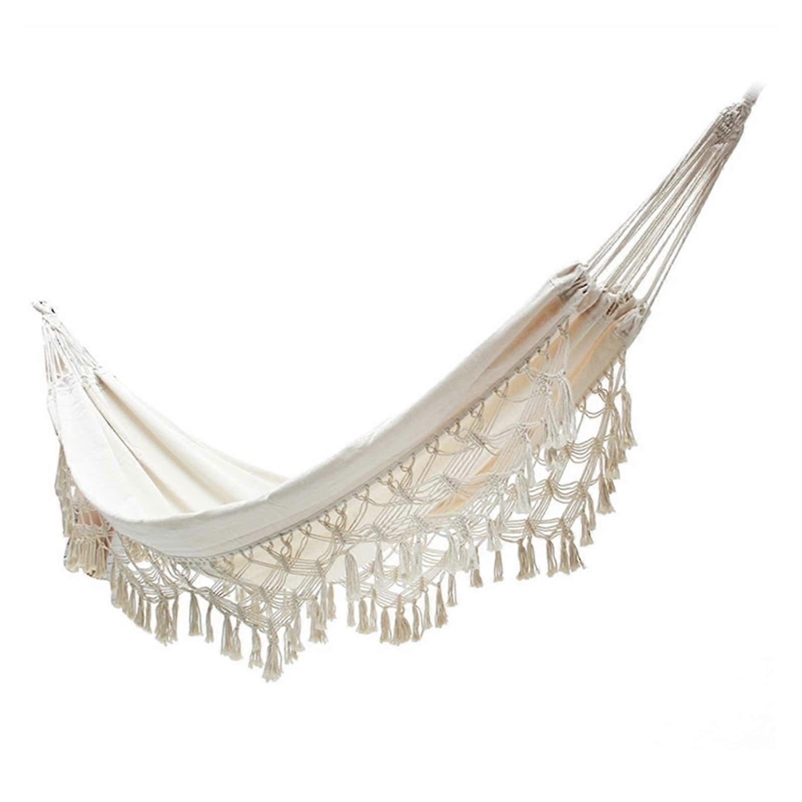 Double hammock bed for two soft cotton seating areas for backyards, porches, and indoor and outdoor use.
