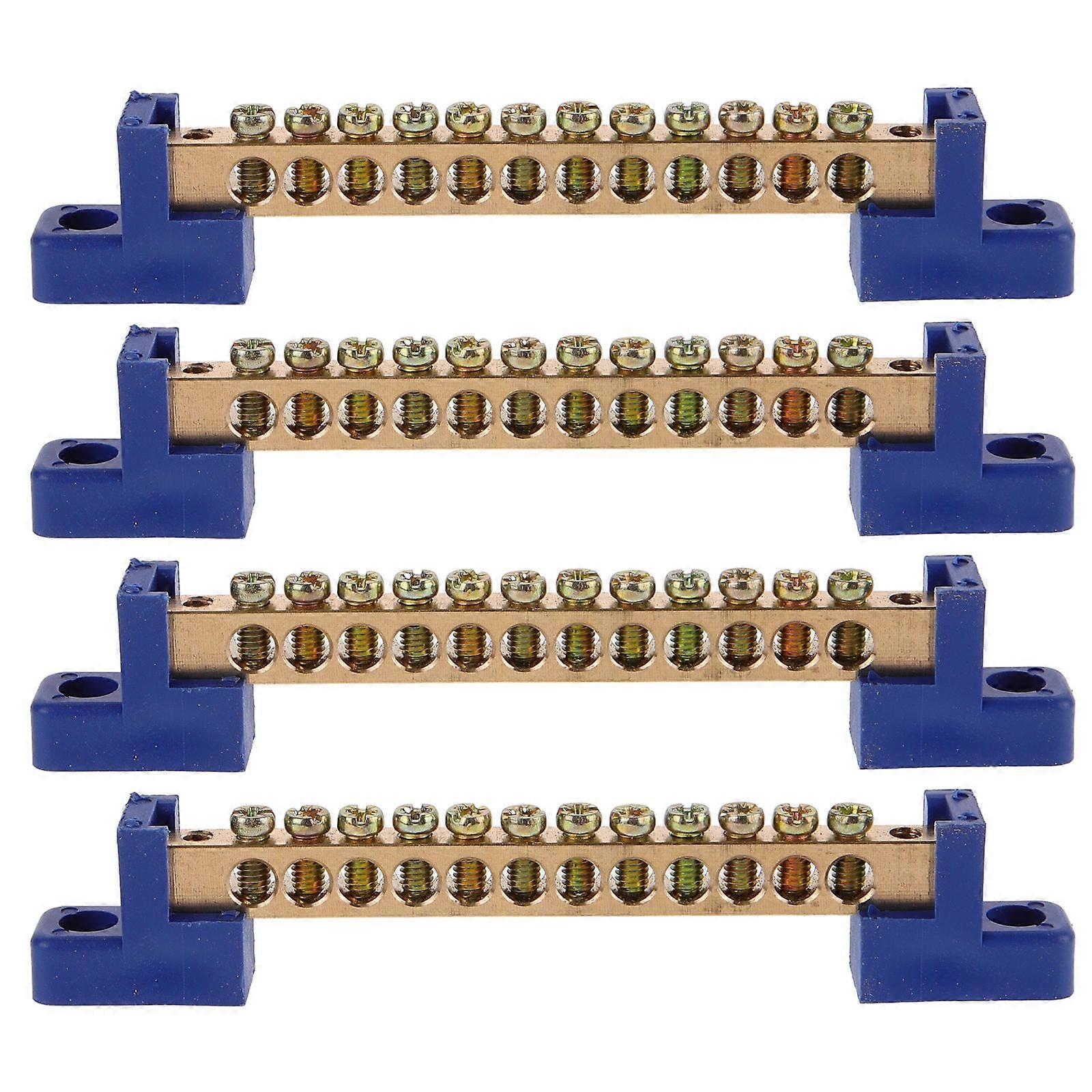 4pcs Copper Grounding Bar Kit Durable Terminal Block for Power Distribution Easy Installation Electrical Equipment Distribution Cabinets