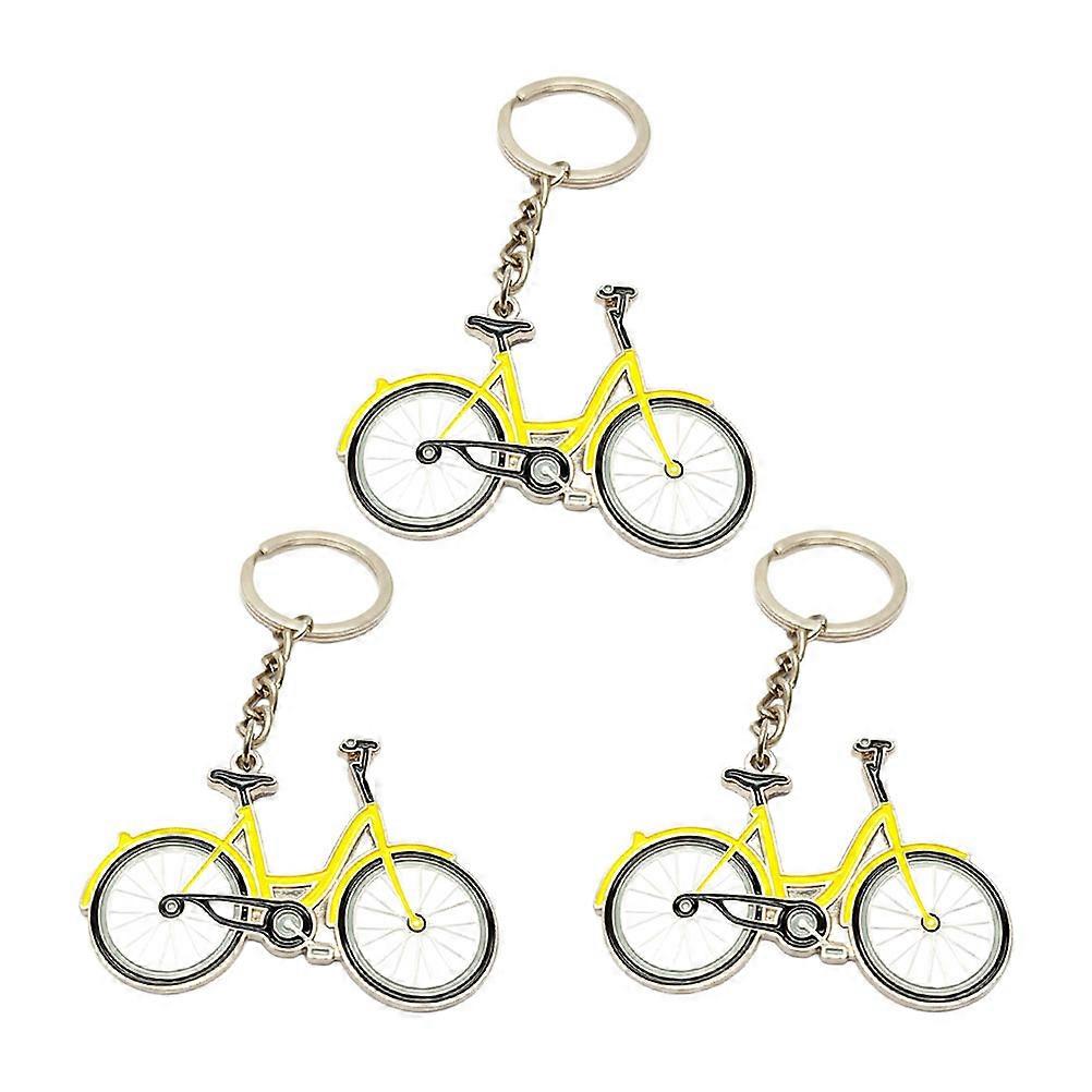 Retro Style Metal Key Pendant For Key And Purse Decorative Accessory 3Set Yellow 6x4x0.3cm