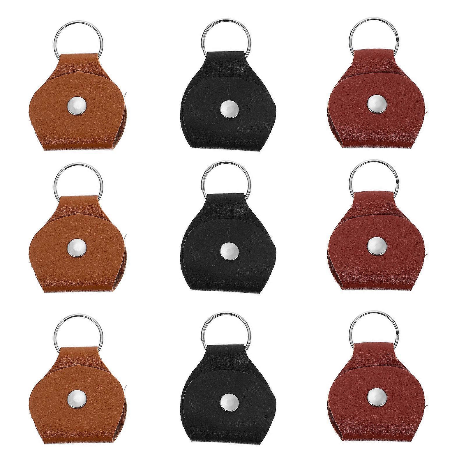 Guitar Pick Keychain Waterproof Dustproof Rectangular Alloy Accessory 9Pcs