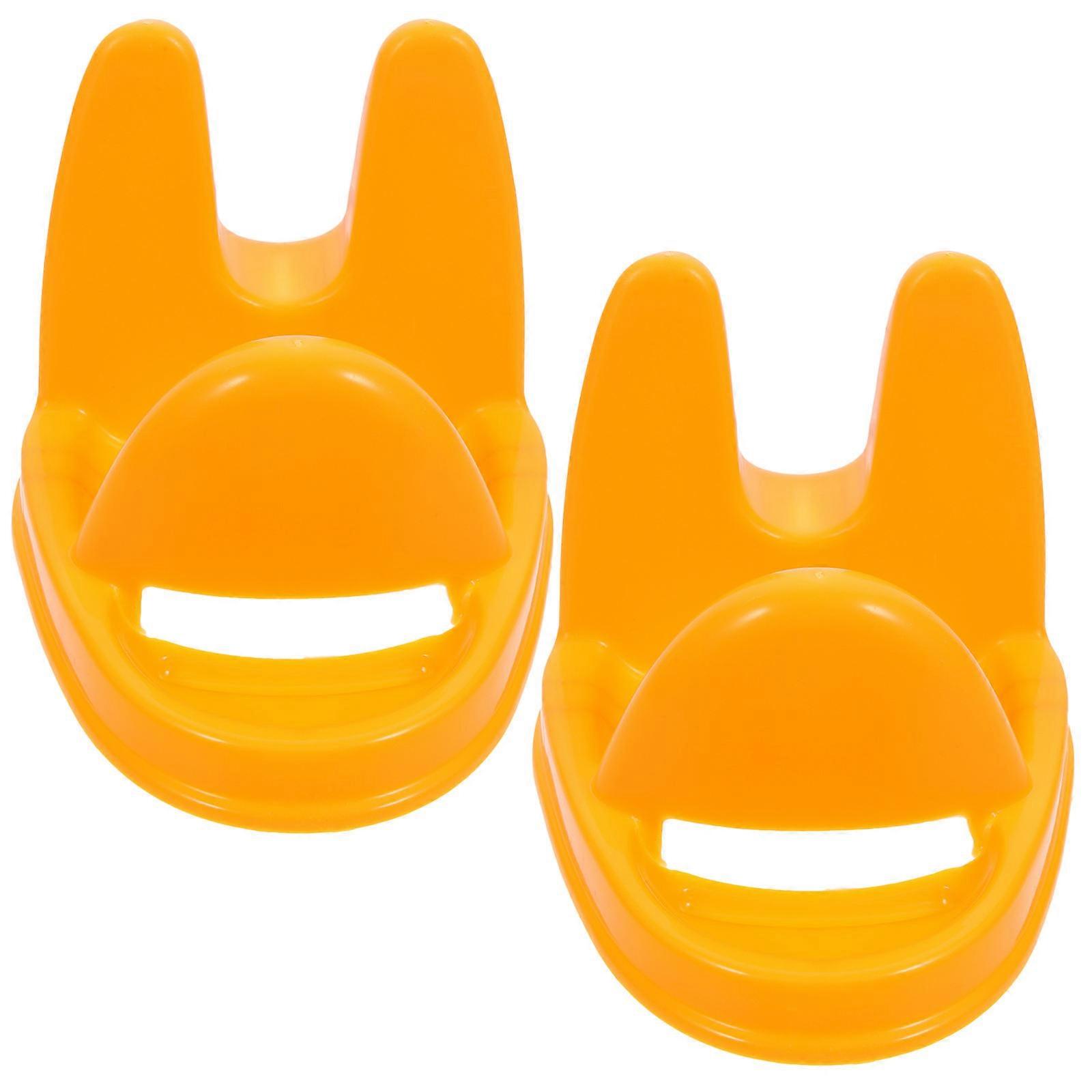 Yellow Pot Lid Organizer with Spoon Storage Rack for Kitchen Countertop Use 2 Pcs PP Material