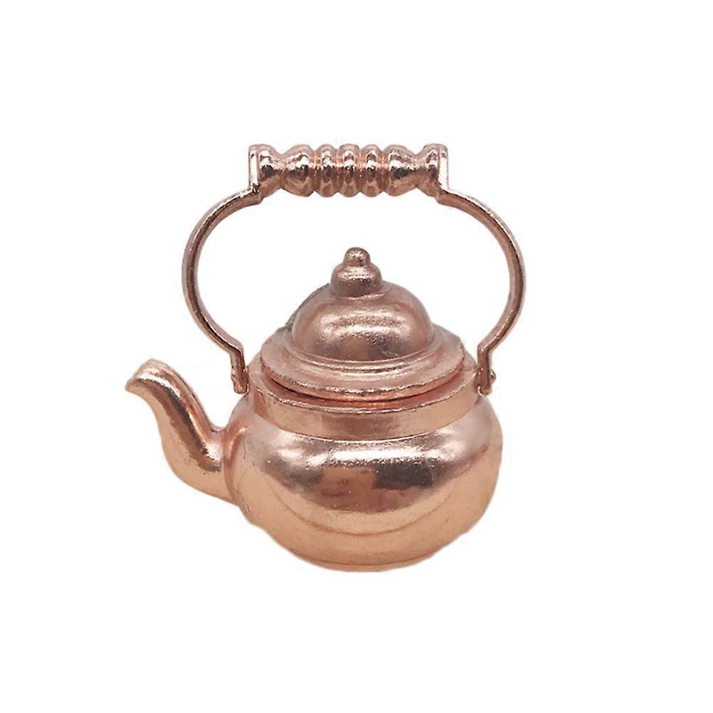 Vintage Copper Mini Kettle Square Shape For Mini House Living Room Display Golden Color 1Pack