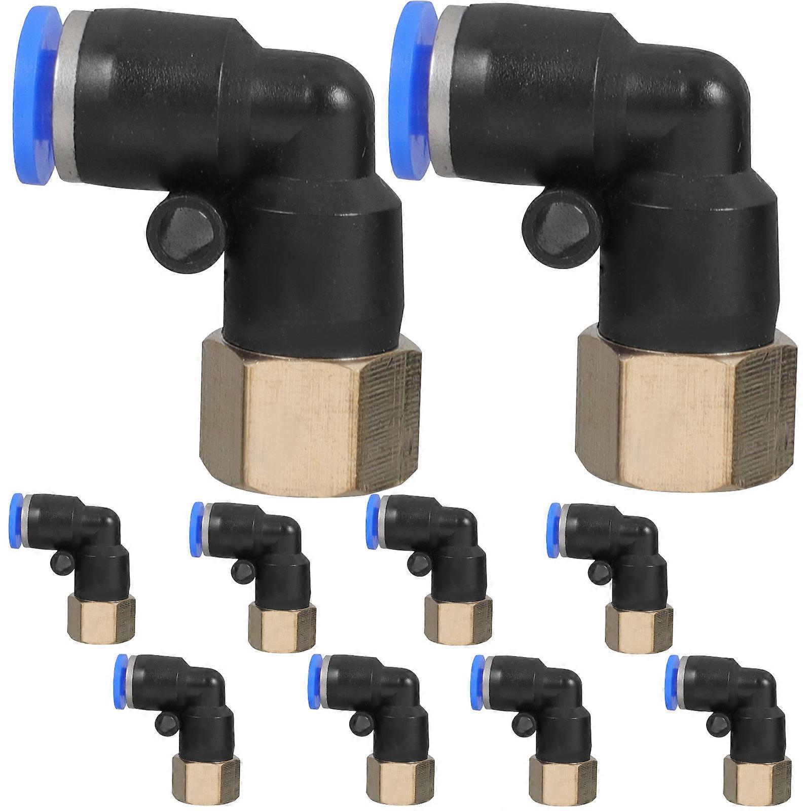 Pneumatic Push In Joint Connector Elbow Air Fitting Bend Elbow Corrosion Resistance Compact Design 10Pcs