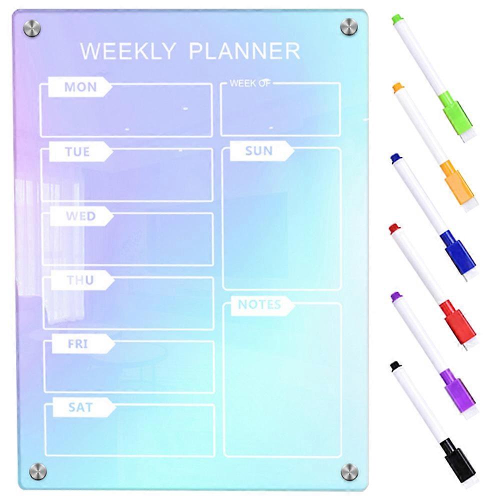Dry Erase Whiteboard Acrylic Board Office Use Rectangular Planner 16.5×11.7×0.1in Erasable 1 Set