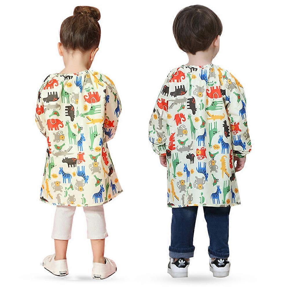 Art Smock for Children Yellow Long-Sleeve Waterproof Protective Clothes for Kids Handmade Craft 1Pack