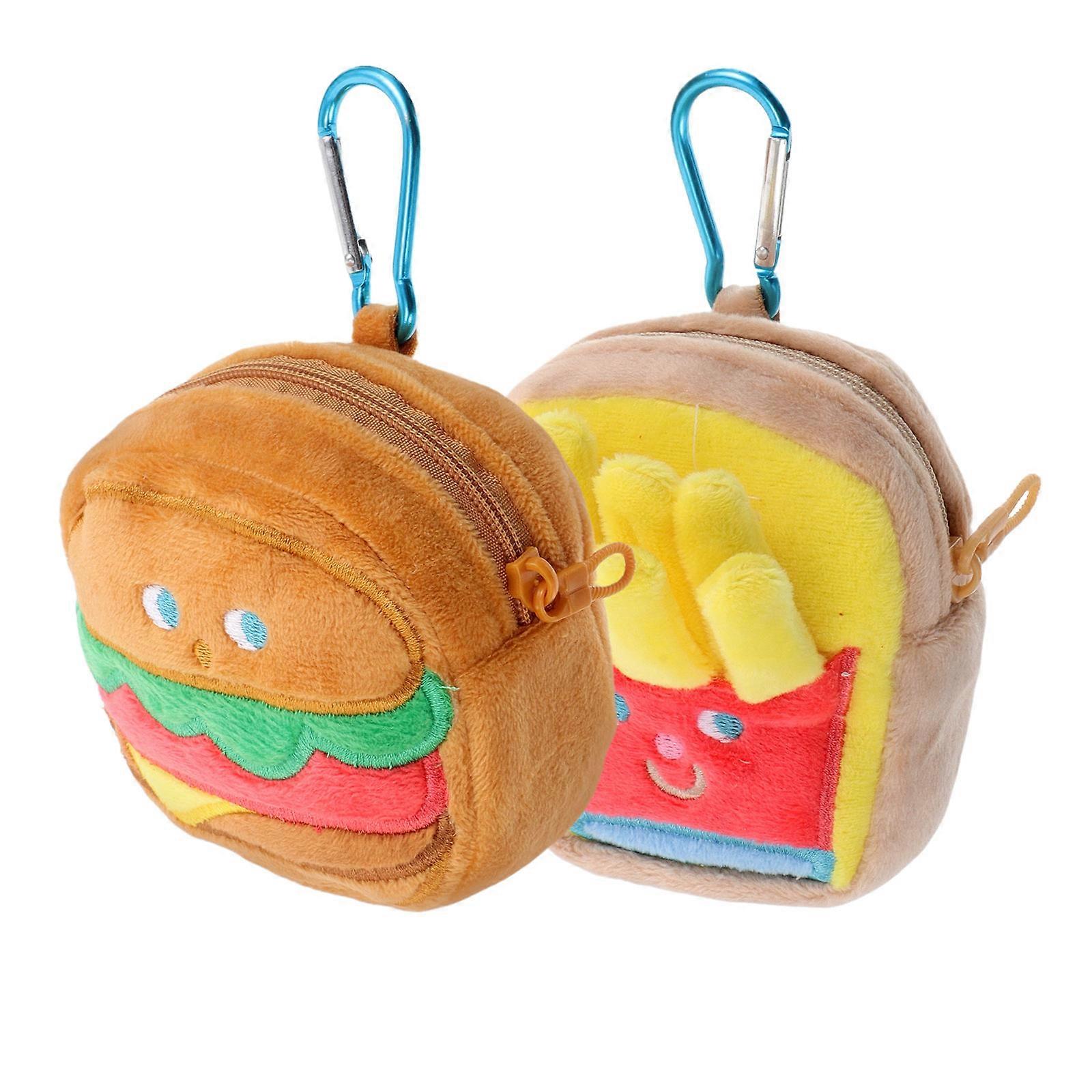 Keychains For Backpacks Creative Keychain Wallet Hamburger Shape Everyday Use Assorted Color 2Pcs
