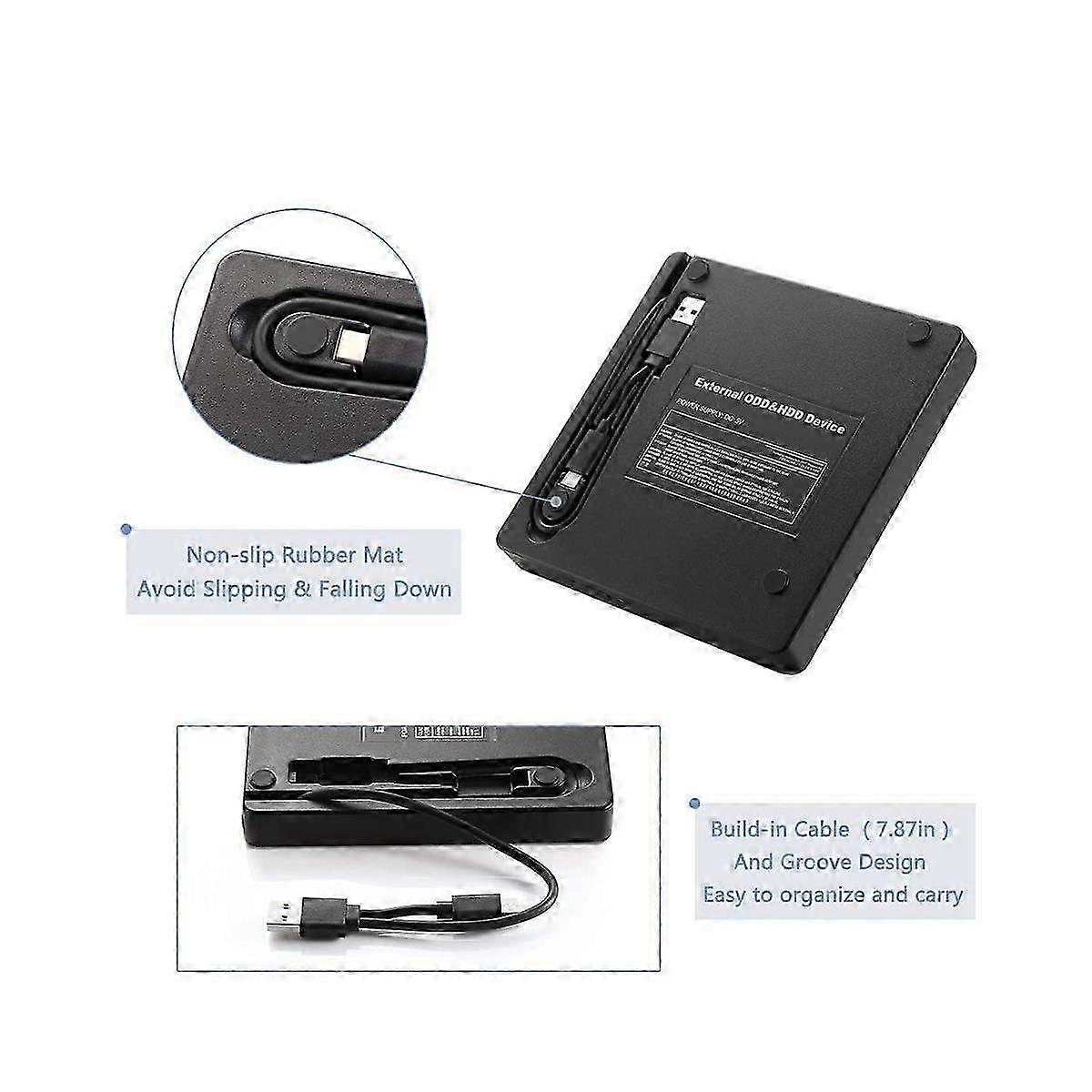 USB 3.0/Type-C Slim External DVD RW CD Writer Drive Burner Reader Player Optical Drives for Laptop
