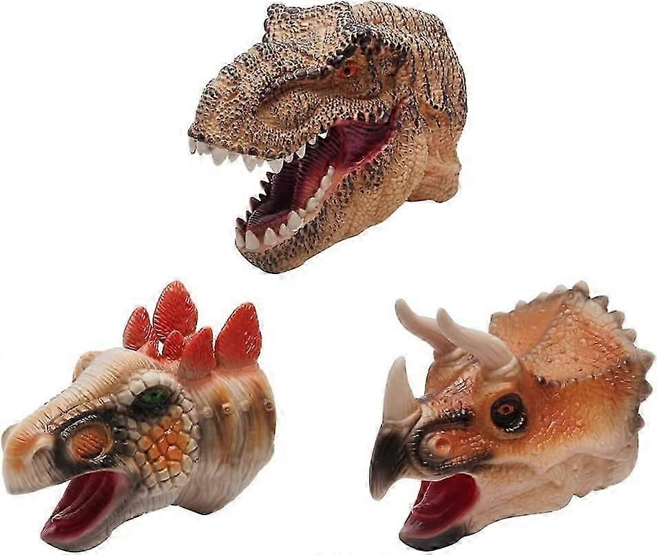 Dinosaur Puppet Hand, 3 Pieces Dinosaur Hand Puppet Gloves, Dinosaur Latex Hand Puppet, Halloween Dinosaur Hand Puppet