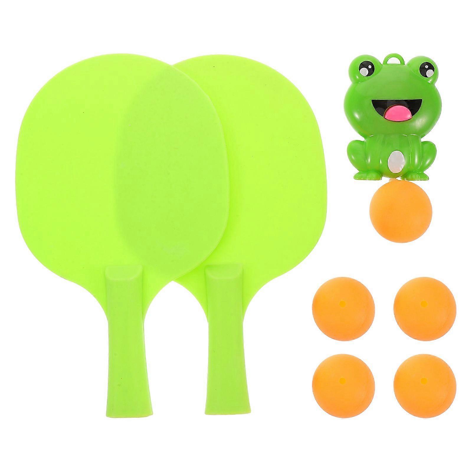 1 مجموعة معلقة مدرب تنس الطاولة للأطفال داخلي لعبة رياضية للوالدين والطفل لطيف تصميم الضفدع جهاز تدريب داخلي معلق مجموعة تنس الطاولة
