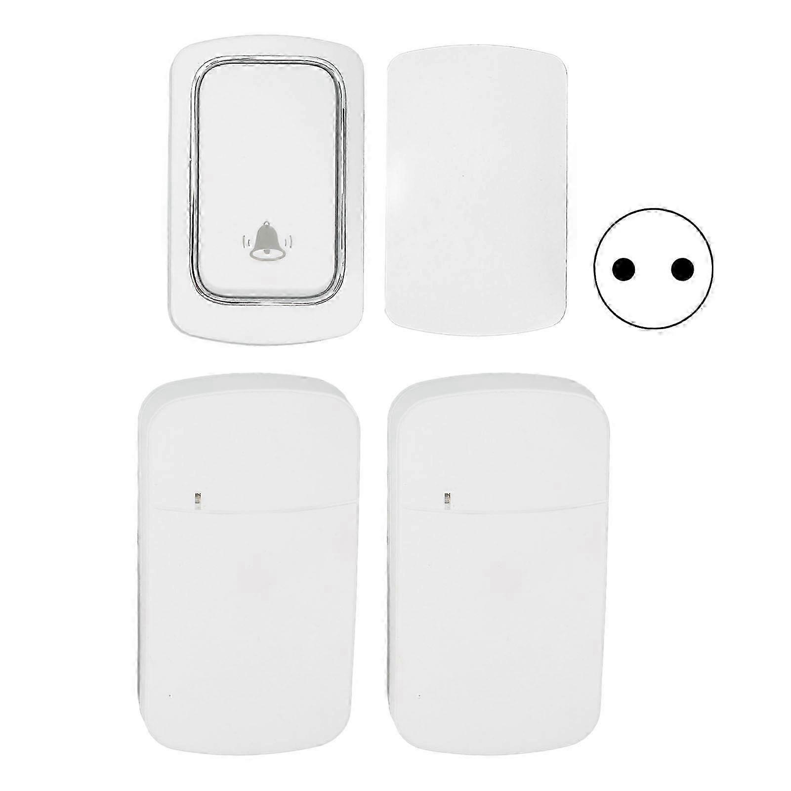 Battery-Free Wireless Doorbell Set with 2 Receivers, Waterproof Design, Suitable for Various Power Sources AC 100-230V, EU Plug Compatible