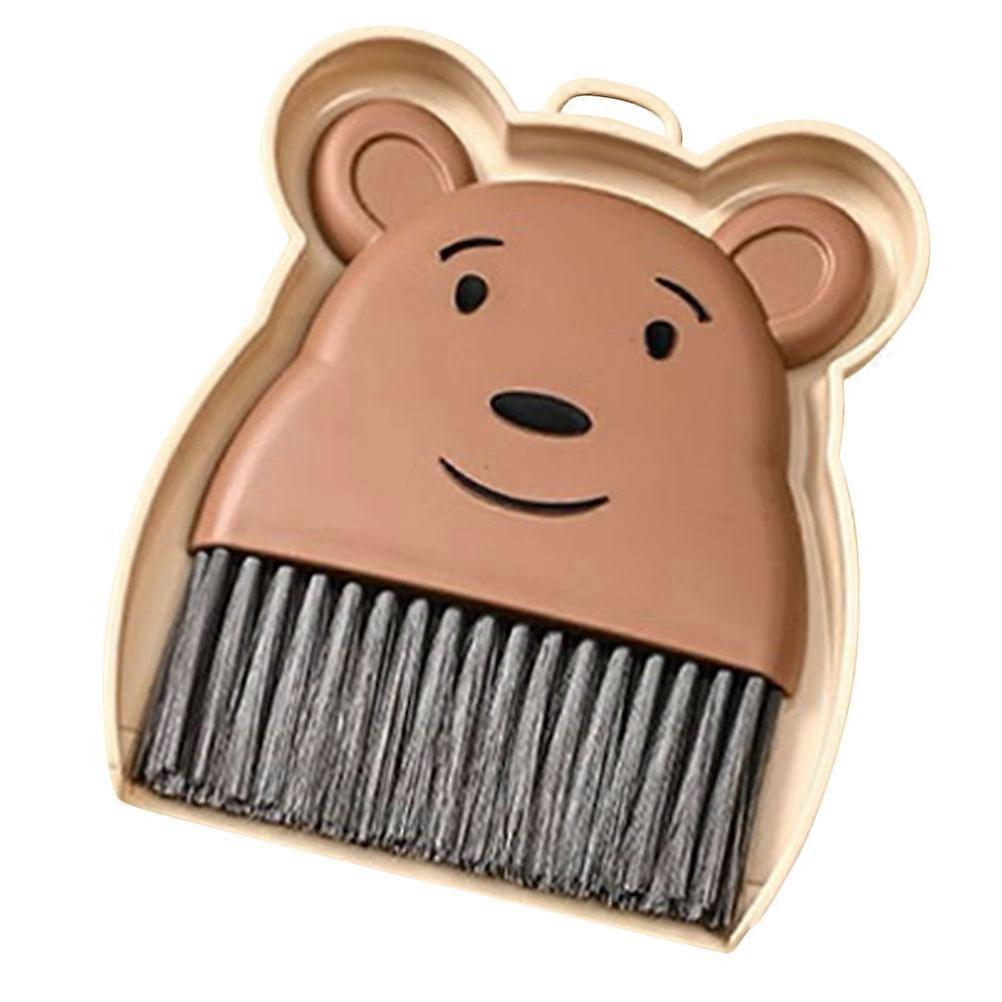 Small Broom And Dustpan Set Cartoon Bear Desktops Versatile Cleaning 1Set