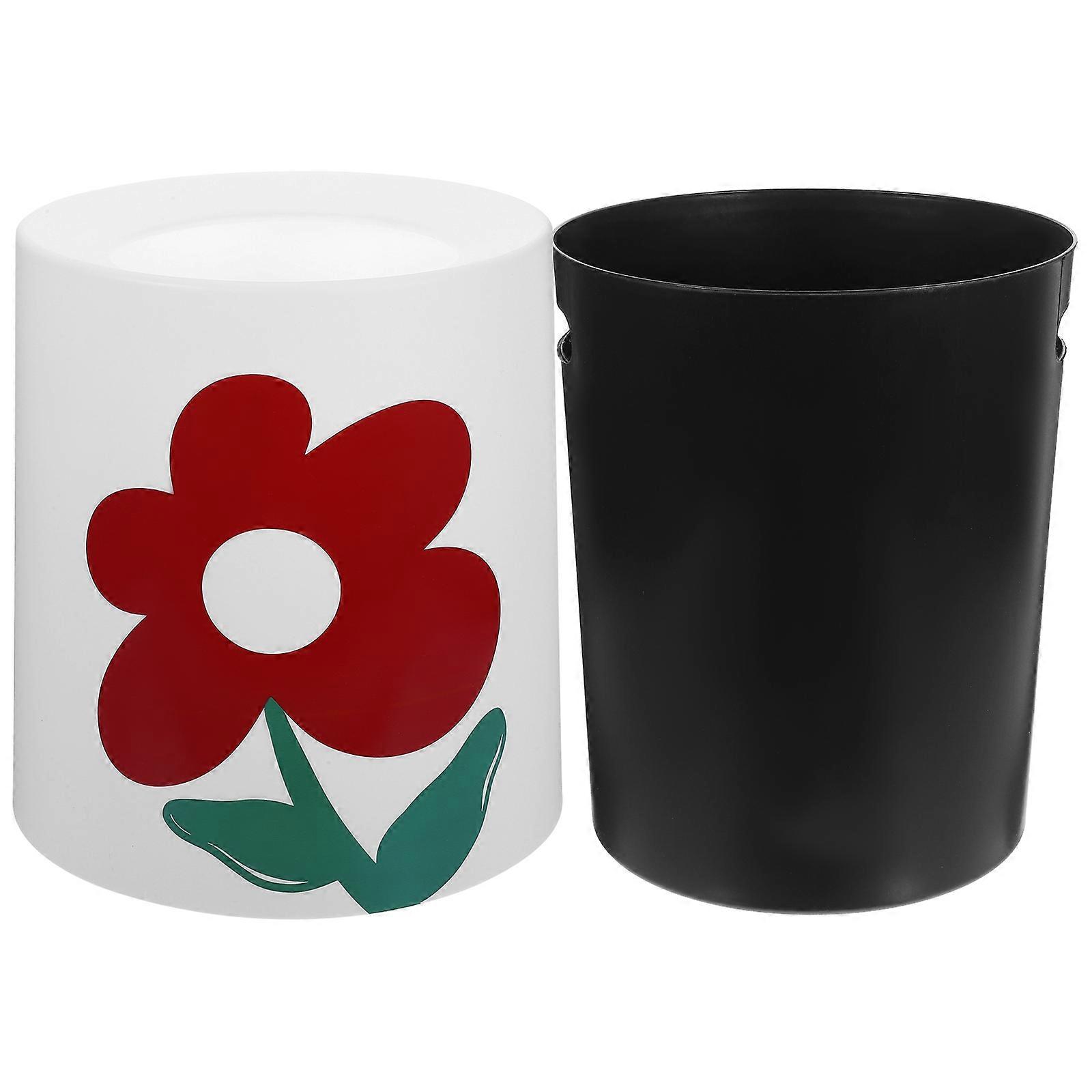Trashcan For Bedroom Bathroom Rubbish Bin Garbage Bucket Flower-shaped Red 25.50X23.00X23.00CM Holds Plastic Bag 1Set