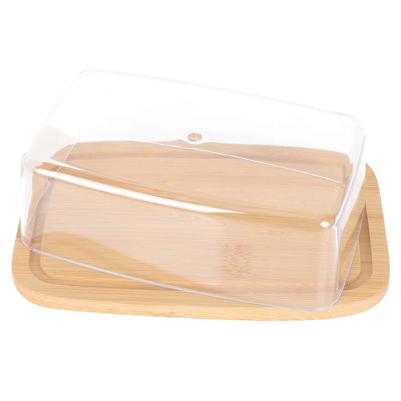 Butter Dish Small Bamboo Butter Storage Container Rectangular Sealed Lid For Kitchen Use 1Pcs