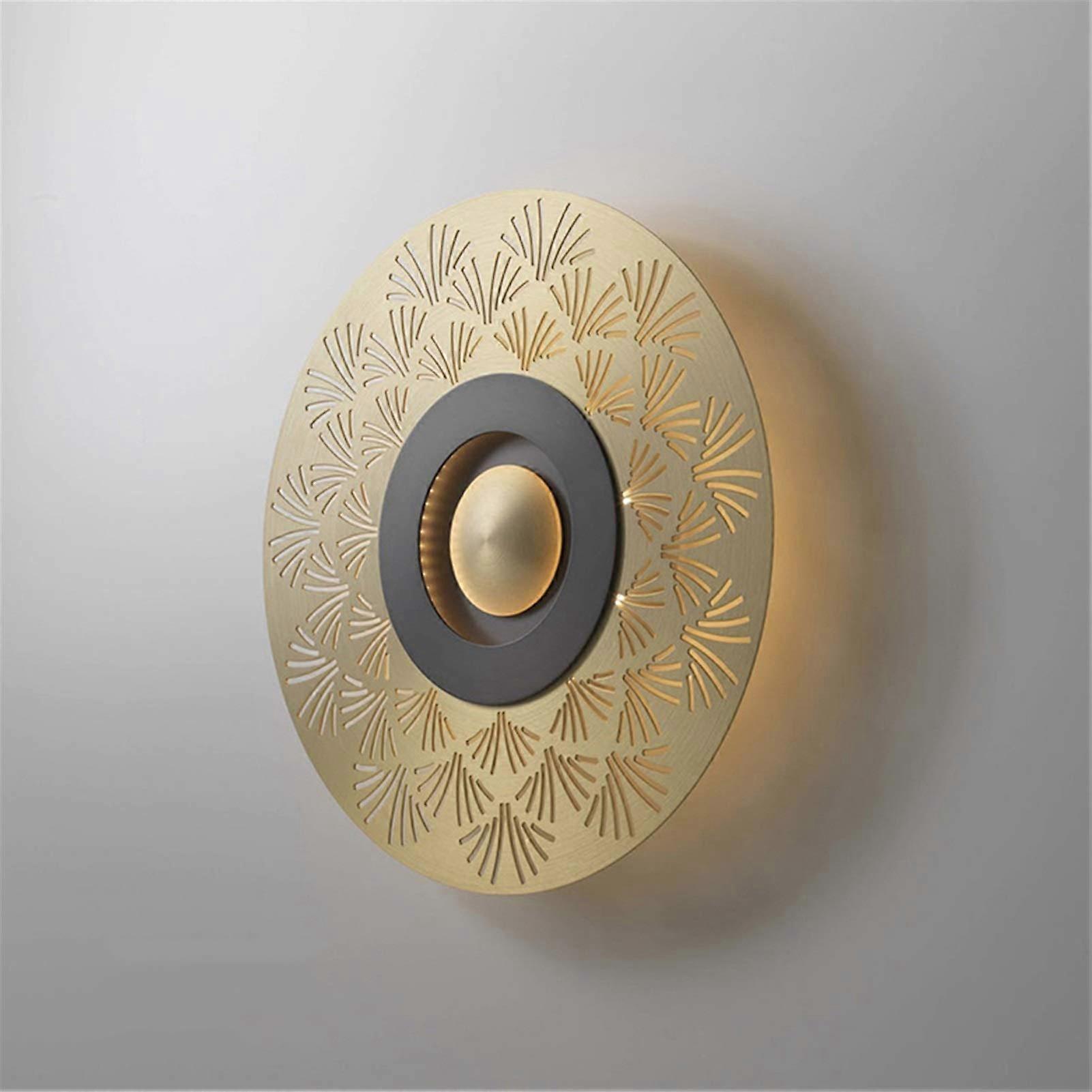 Round Copper Lamp with Hollow Carved Pattern, Modern Home Decoration
