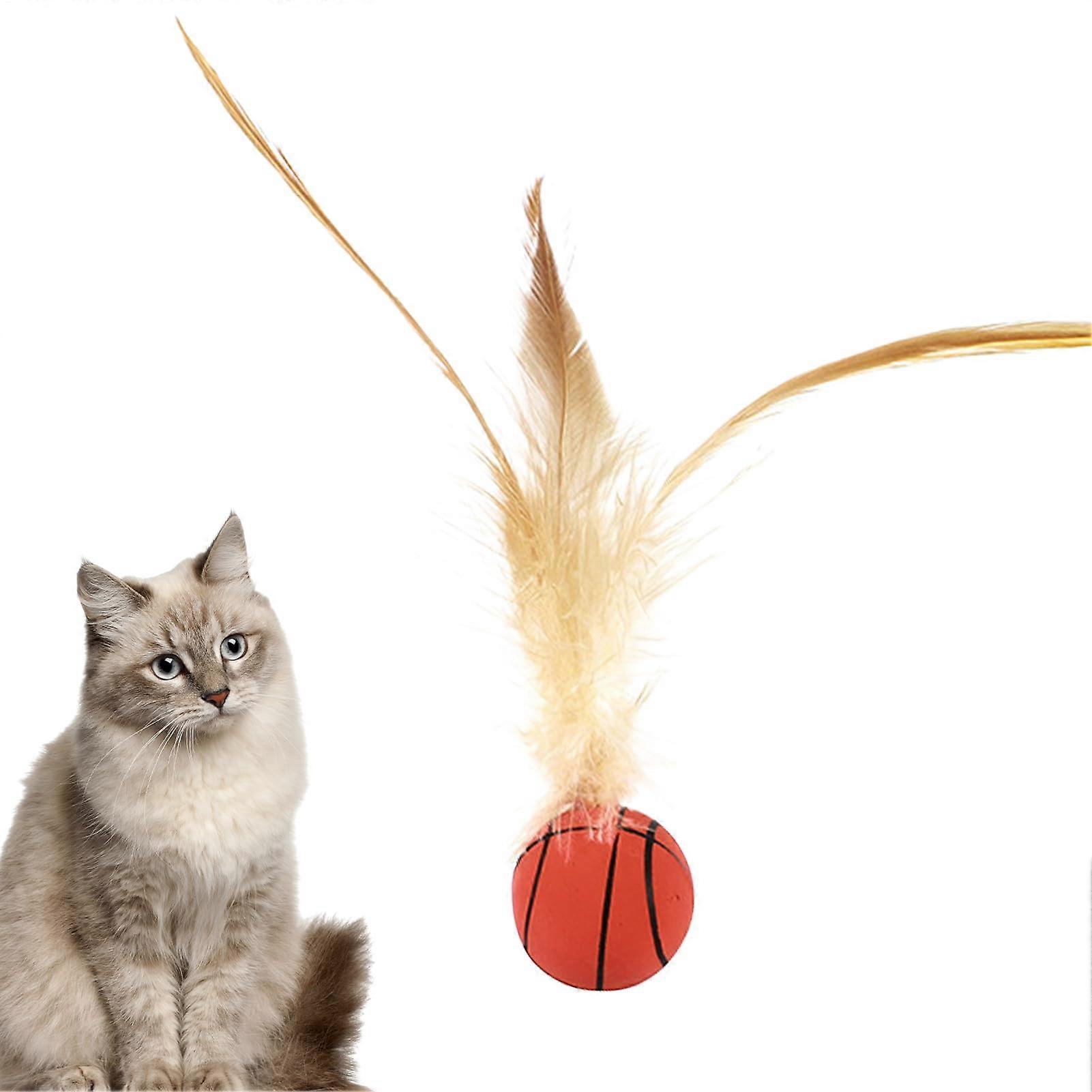 Cat Jump Ball Feather Interactive Dog Toy Feathers, Chew Toy Relieving Boredom