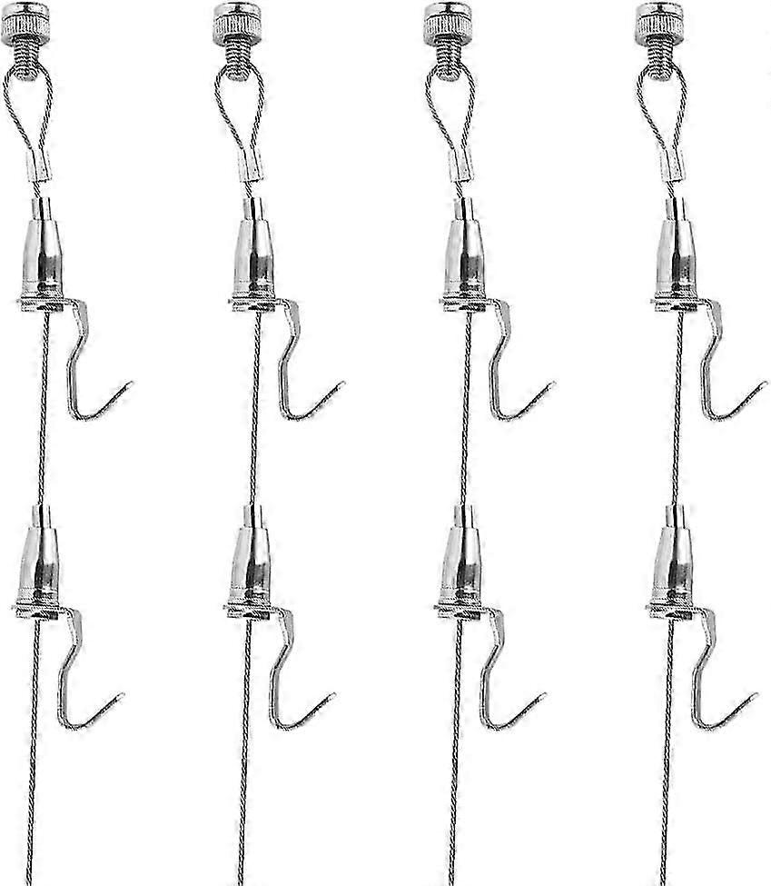 Adjustable Picture Hanging Hardware, 4.9 Feet Wire and Hooks for Art Display in Gallery or Exhibition - Silver Color
