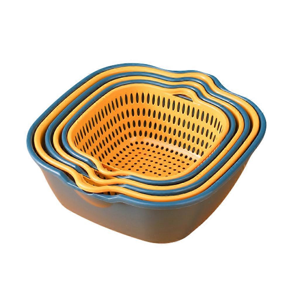 Double Layer Drainer for Home Use Assorted Color PP Vegetable Washing Basket 11.5 x 10.5 x 6.5 Inches