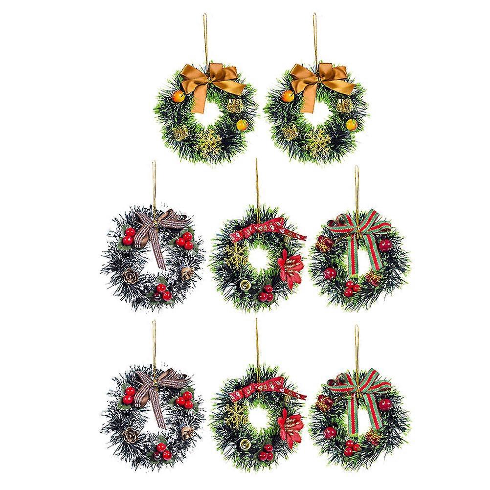 Garland Decoration Miniature Wreath Rings Tree Decorations Random Style Christmas Garland Wreath Pendants 8Pack