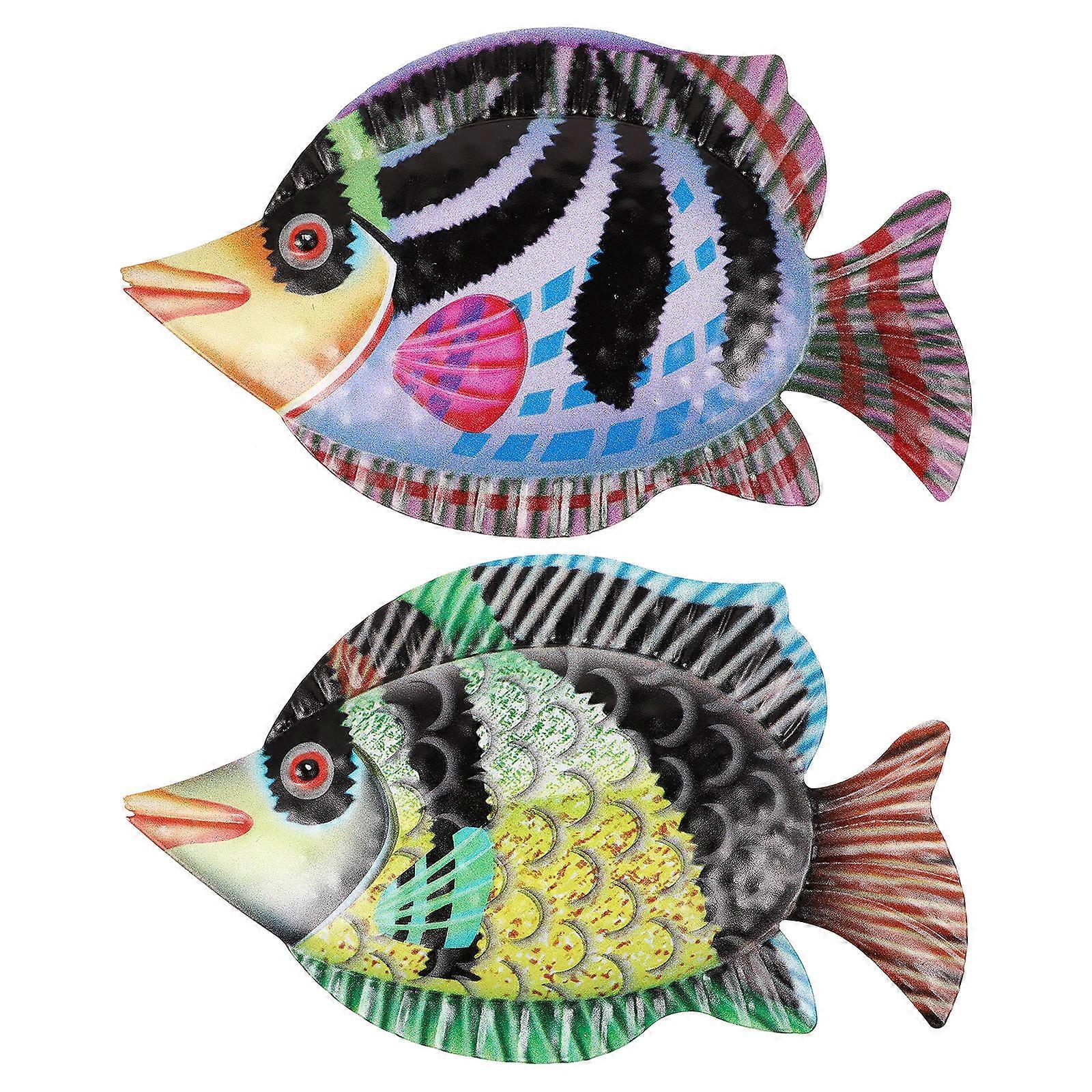 Hanging Fish Sculpture Wrought Iron Design For Study Room 30x17.5cm present for Friends 2Pcs