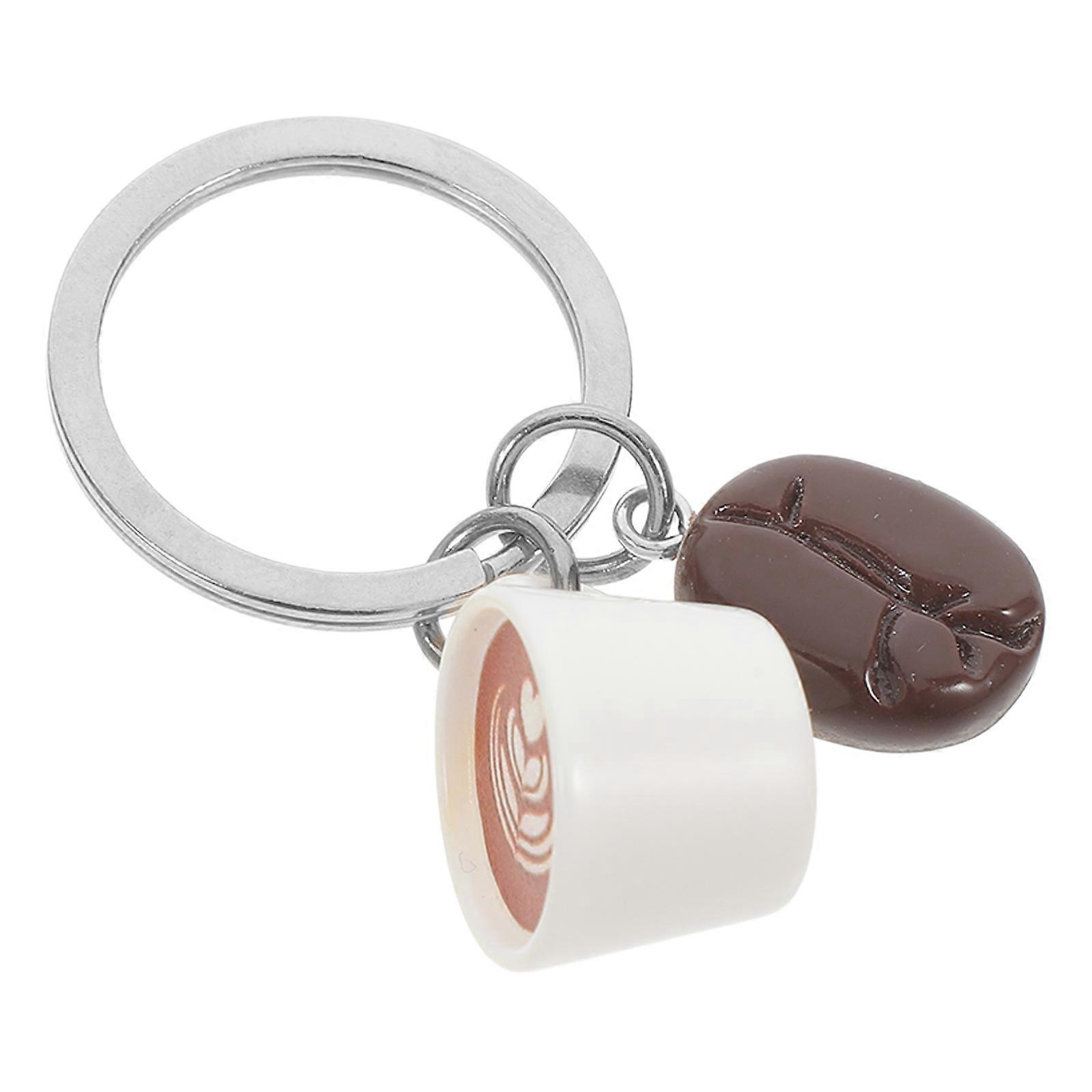 Key Chain Coffee Bean Keyring Resin Material Heart Shape Wallet Ornament Everyday Use 1Pack