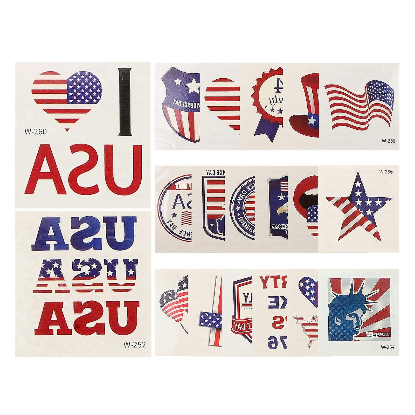 Temporary Sticker Fashionable Stickers For Fourth of July Celebration 20 Sheets Assorted Color 6.00X5.50X0.01CM