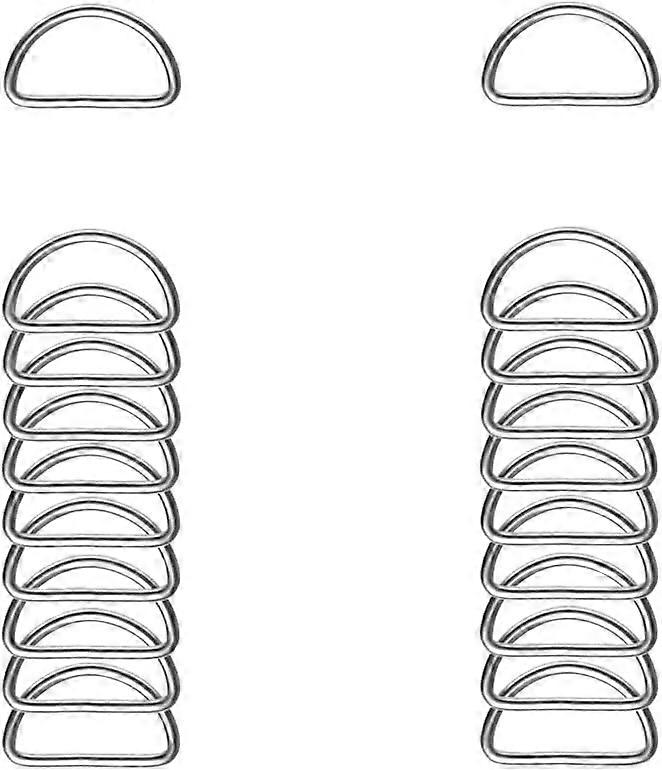 20 D-shaped welded rings, solid metal, semi-circular