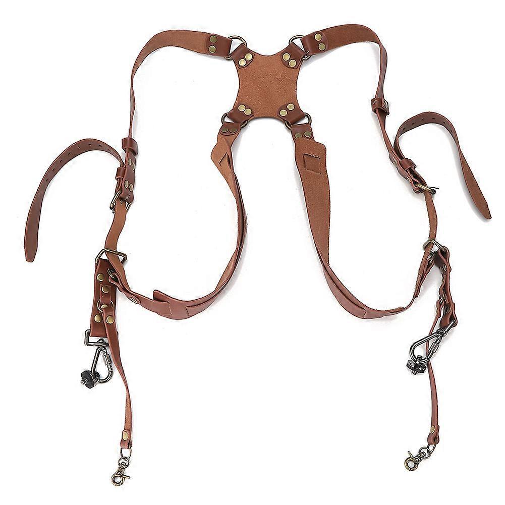 Camera Strap Leather Double Shoulder Harness Strap Photography Accessories for DSLR Cameras