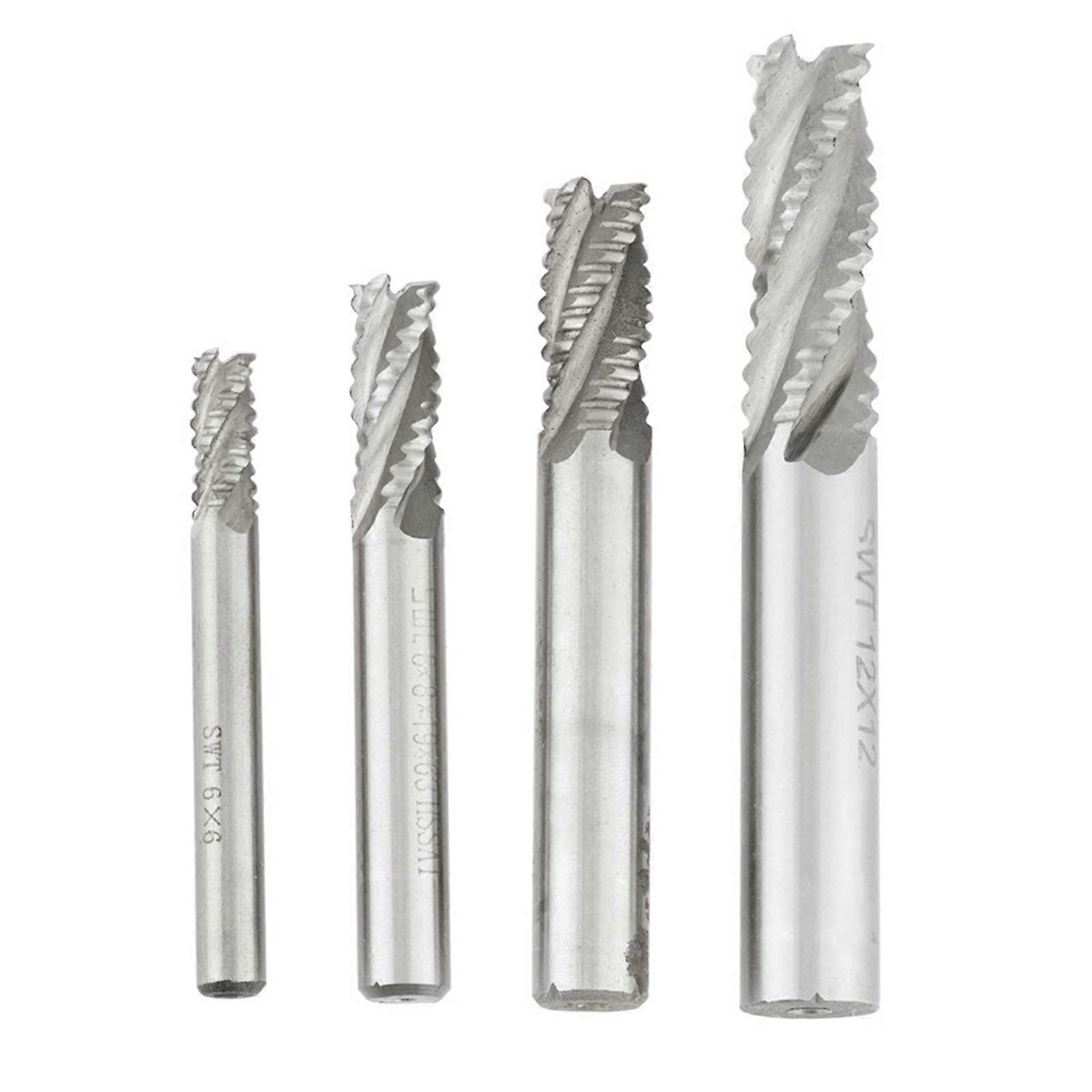 4pcs 4 Flutes HSS Roughing End Mill CNC Router Bit Milling Cutter M6 /M8 /M10 /M12