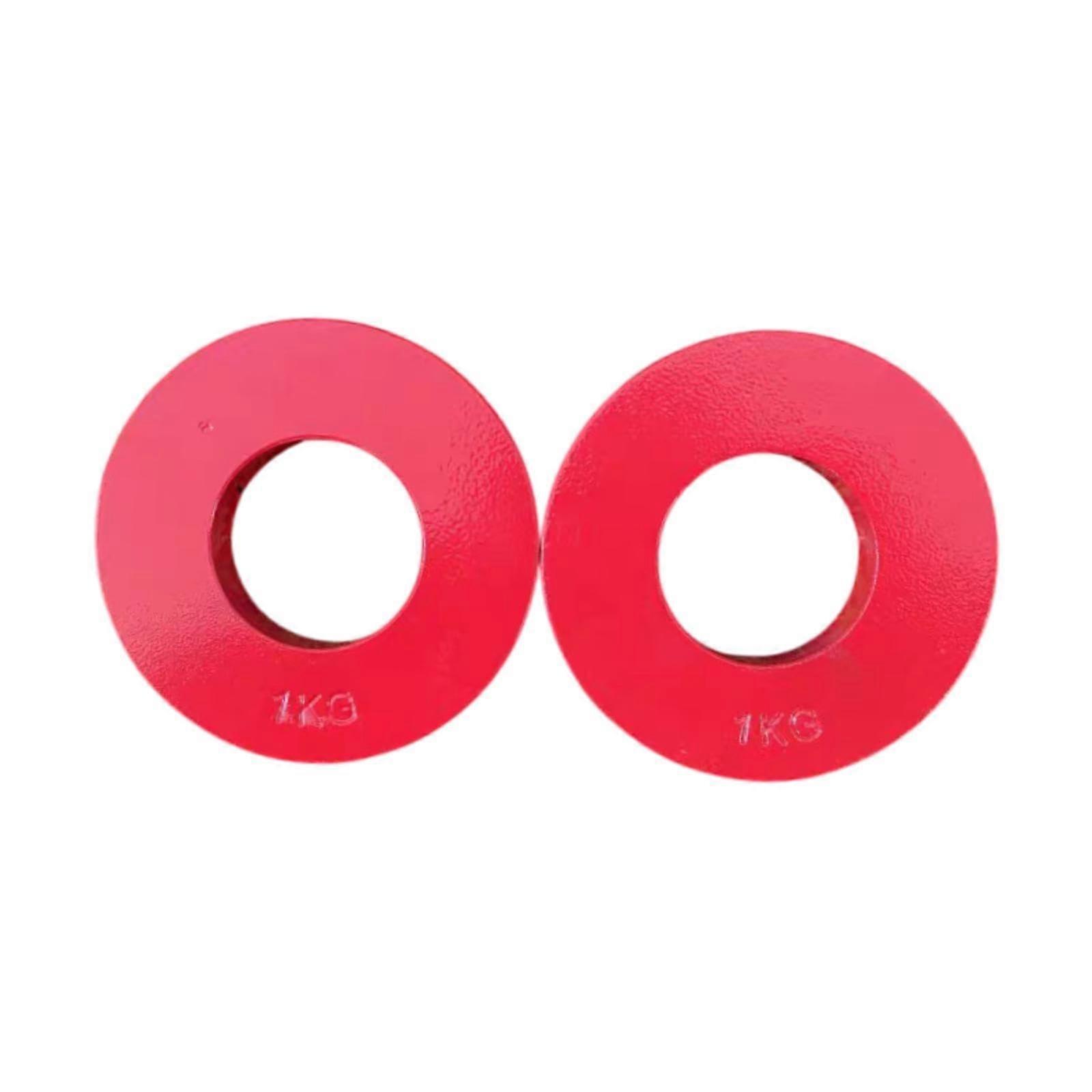 Steel Fractional Weight Plates 1 Kg, Portable Barbell Weights for Microcharge Fitness, Red Color, Changeable Weight Plates