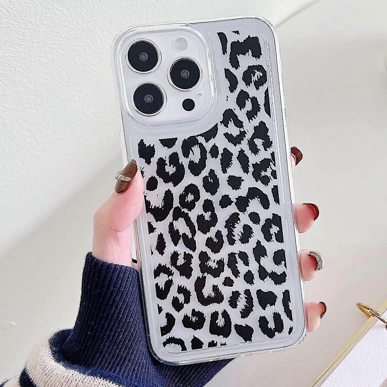Transparent Silicone Case for iPhone 12 Clear Leopard Design Soft Shockproof Lightweight 6.1-Inch Pattern A