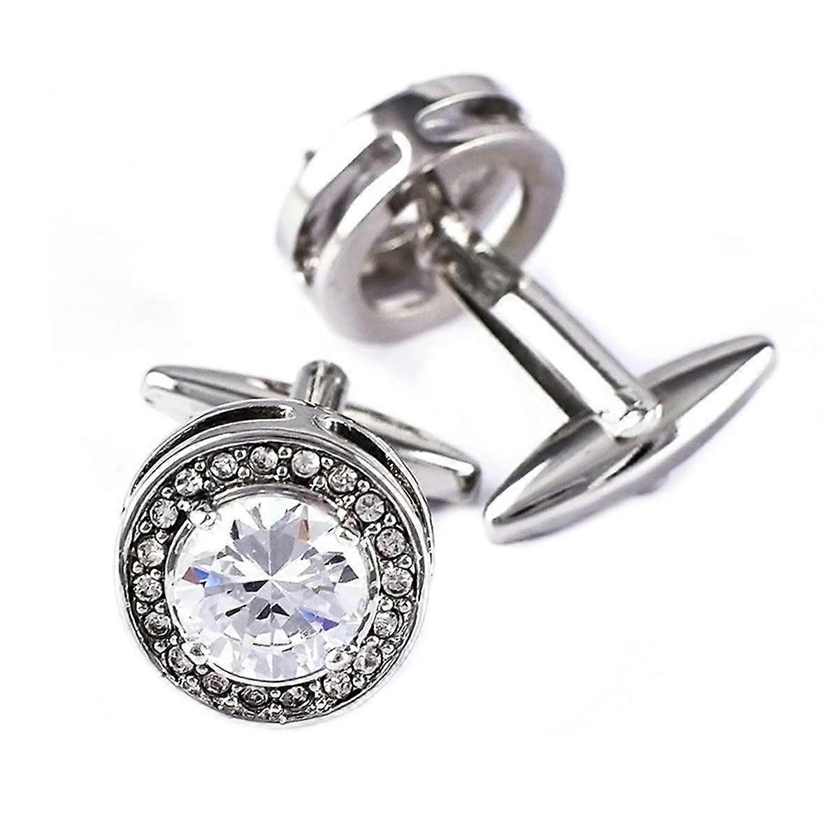 Business cufflinks with crystals, zirconia sleeve buttons with rhinestones, French shirt buttons