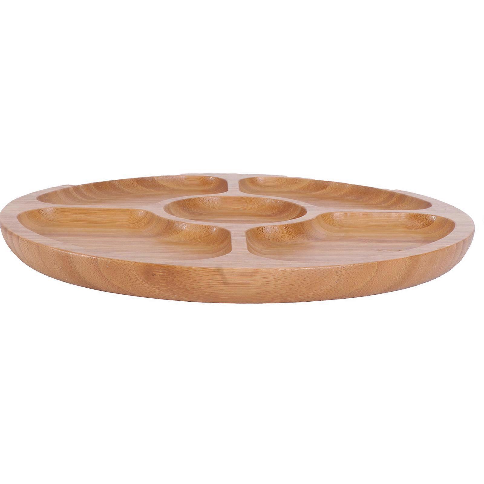 Multigrid Food Plate for Kitchen Use Synthetic Material Light Brown 5grid