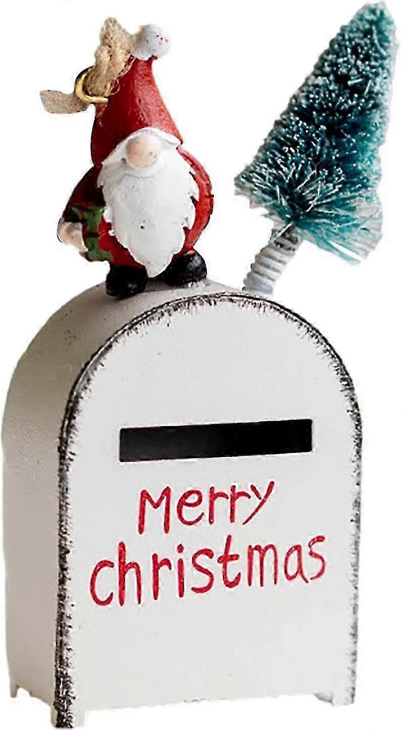 Mini Christmas Mailbox & Dwarf Elf Envelope Box - Decorative Retro Gift Card Storage Case for Holiday Gifting & Decor