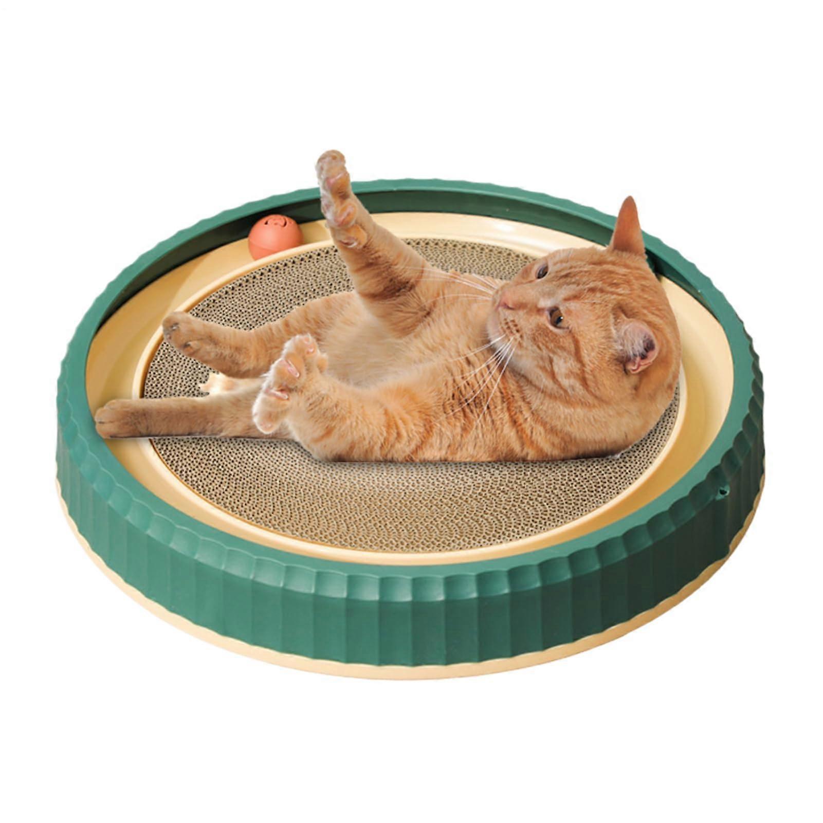 KatzenpfotenSchärfbett – Plush cat bed with integrated paw pad, comfortable sleeping area for cats with builtin scratching pad, supports green