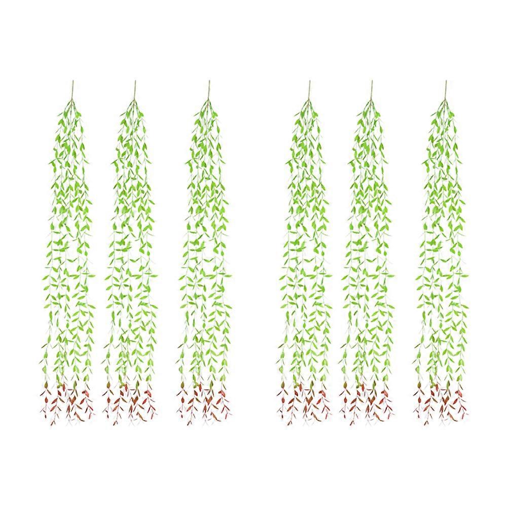 Simulation Willow Wicker Ornaments for Decoration 6Pcs Artificial Leaves Red