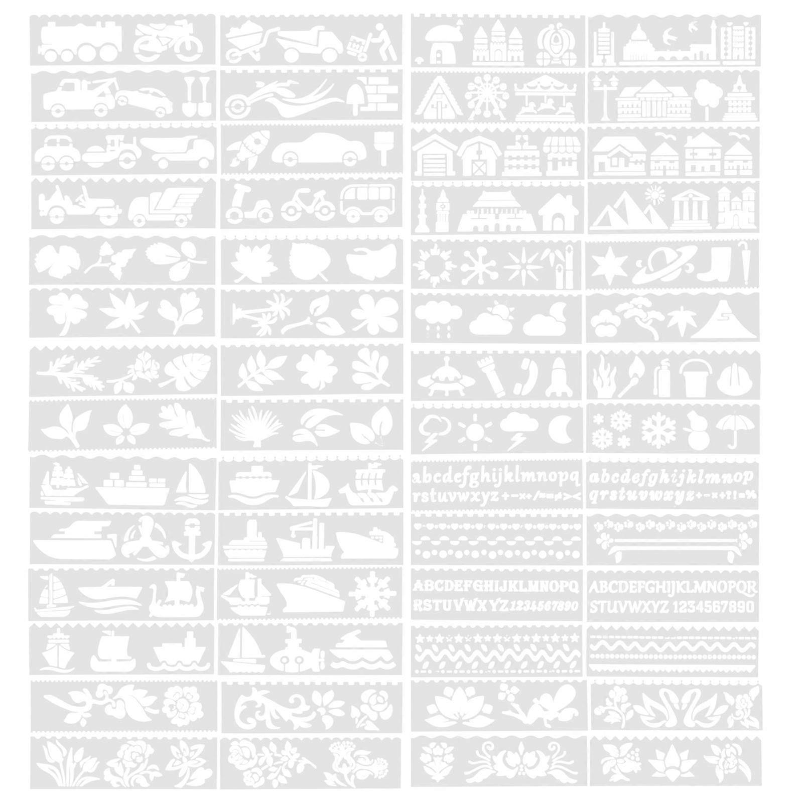 56pcs Cartoon Stencils Reusable Multifunctional Templates
